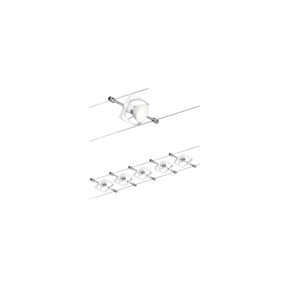 4000870941348 - 94134 Seilsystem Set Mac ii Weiß mit 5 Spots ohne Leuchtmittel max 10W GU53 - Paulmann