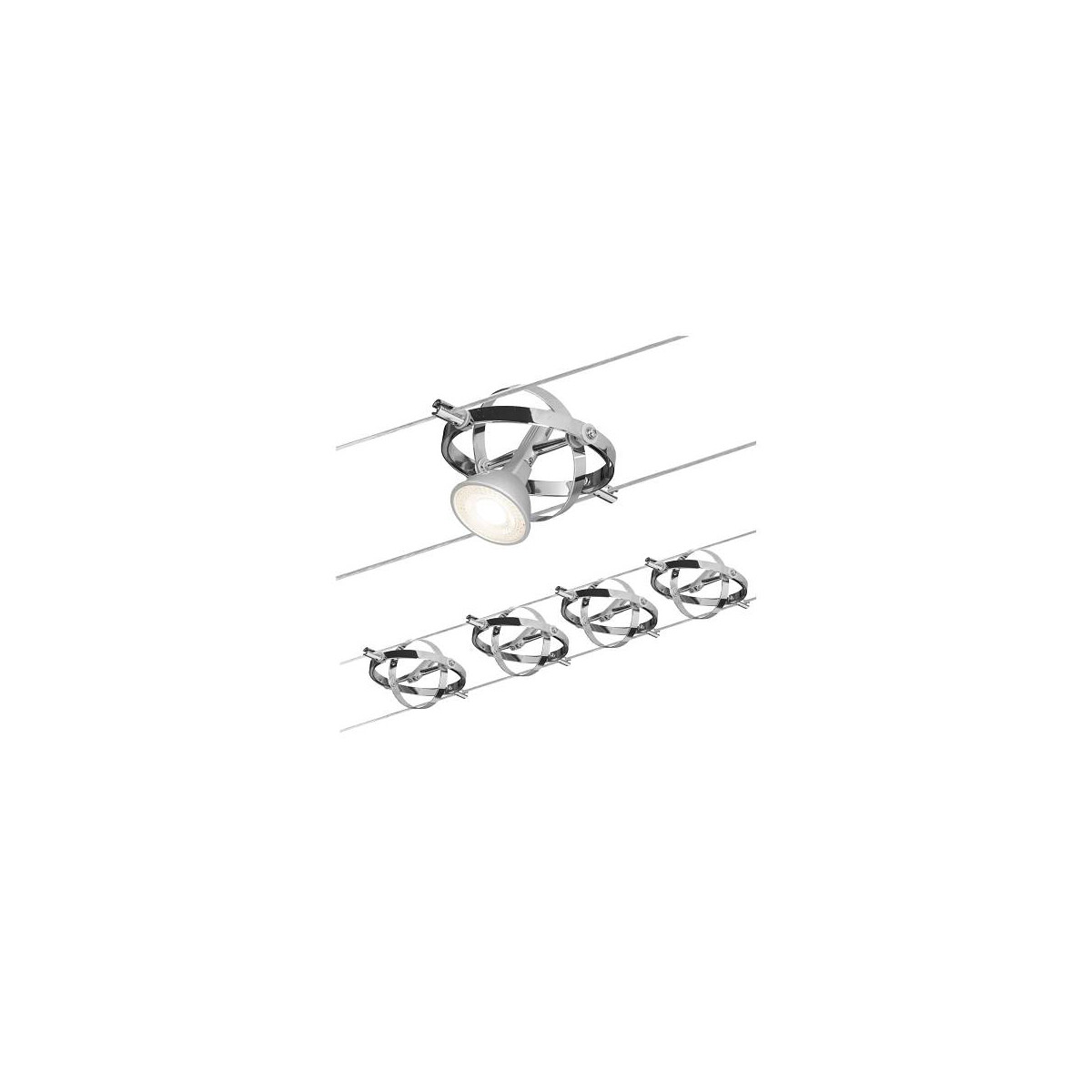 4000870941447 - 94144 Seilsystem Cardan Chrom mit 4 Spots ohne Leuchtmittel max 10W GU53 - Paulmann