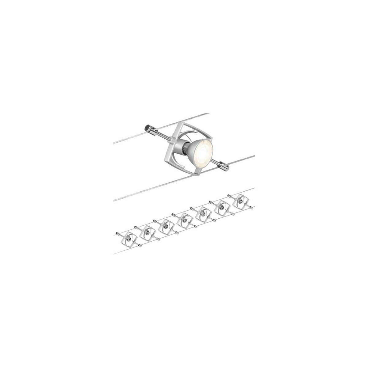 4000870941522 - 94152 Seilsystem Set Mac ii Chrom matt mit 7 Spots ohne Leuchtmittel max 10W GU53 - Paulmann