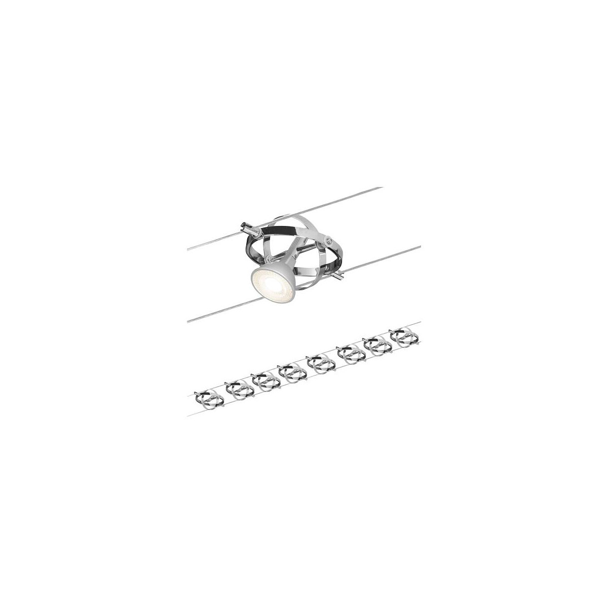 4000870941539 - 94153 Seilsystem Cardan Chrom matt mit 8 Spots ohne Leuchtmittel max 10W GU53 - Paulmann