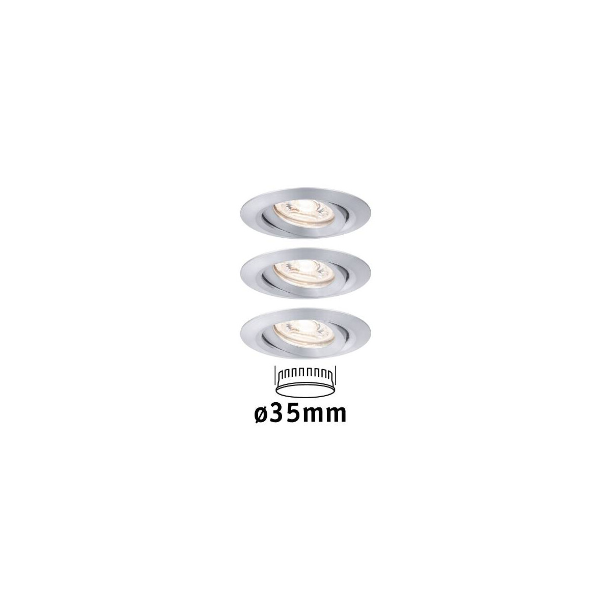 4000870942970 - LED Einbauleuchte Nova Mini Coin Basisset schwenkbar rund 66mm 15° Coin 3x4W 3x310lm 230V 2700K Alu gedreht