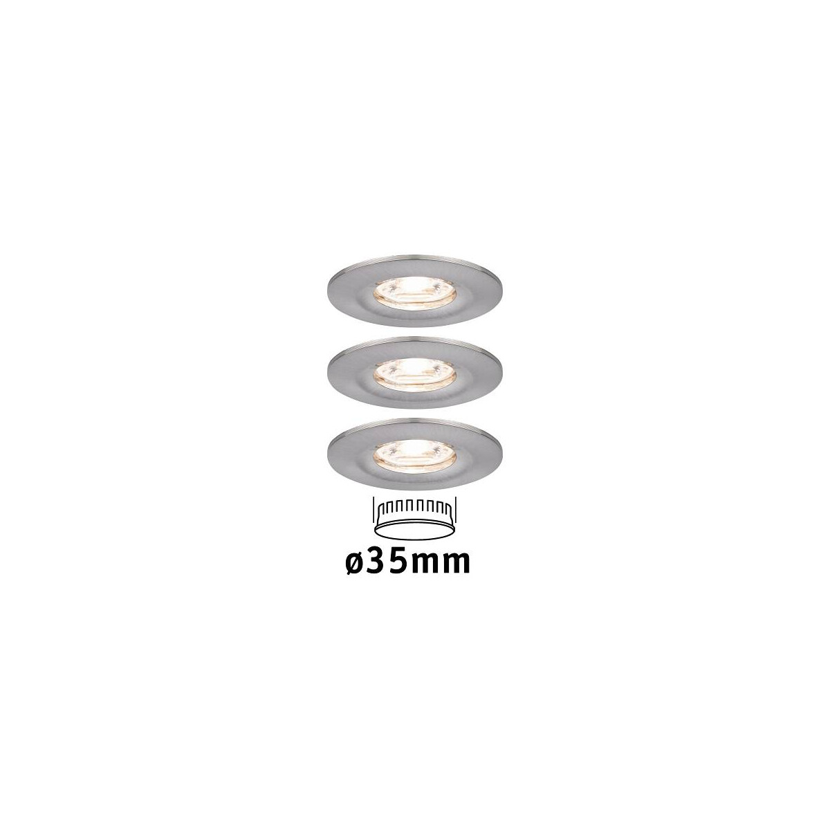 4000870943014 - LED Einbauleuchte Nova Mini Coin Basisset starr IP44 rund 65mm Coin 3x4W 3x310lm 230V 2700K Eisen gebürstet