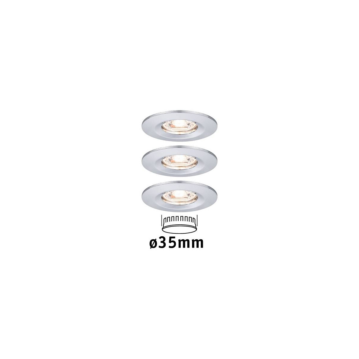 4000870943038 - LED Einbauleuchte Nova Mini Coin Basisset starr IP44 rund 65mm Coin 3x4W 3x310lm 230V 2700K Chrom