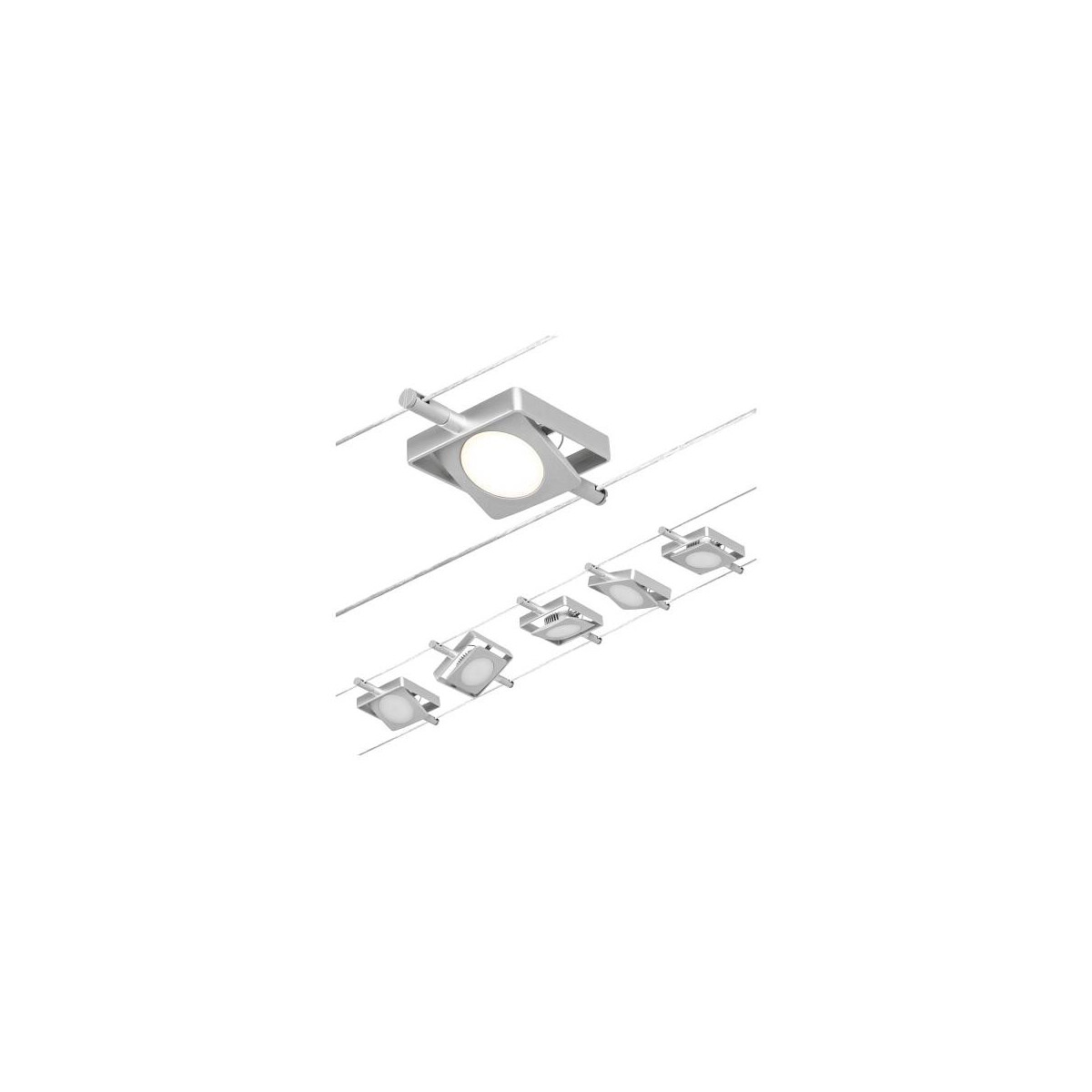 4000870944202 - CorDuo LED Seilsystem MacLED Basisset 5x250lm 5x45W 3000K 230 12V Chrom matt Chrom