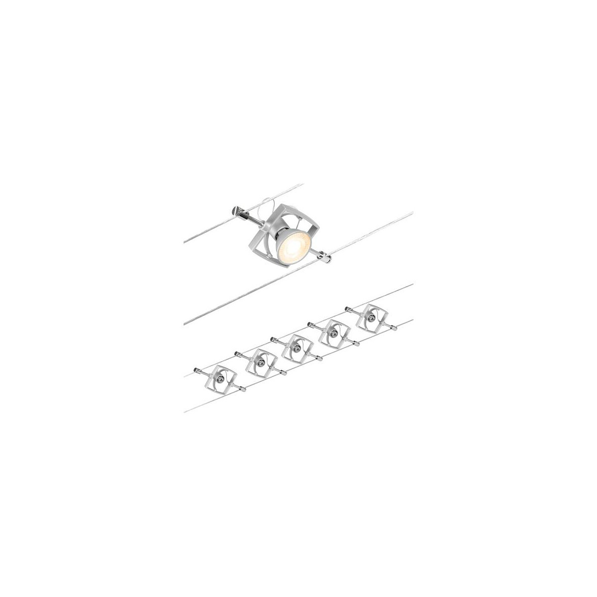 4000870944301 - 94430 Seilsystem Set Mac ii Chrom matt 5 Spots ohne Leuchtmittel max 5x10W GU53 dc 60VA - Paulmann