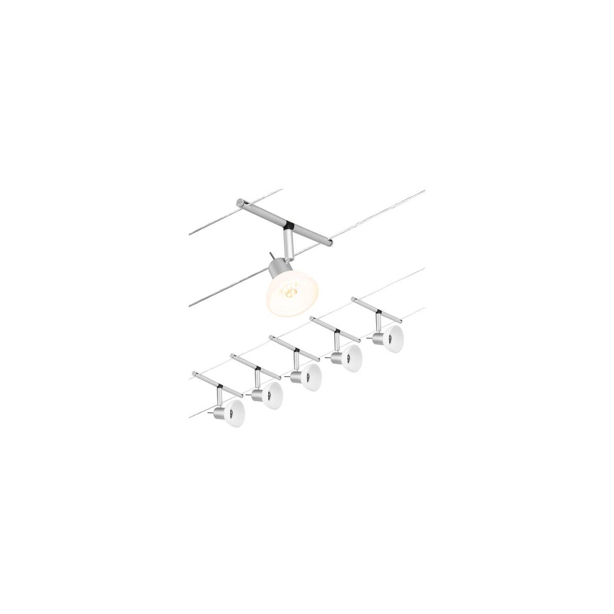 4000870944486 - 94448 Seilsystem Set Sheela Chrom matt 5 Spots ohne Leuchtmittel max10W GU53 dc 60VA - Paulmann