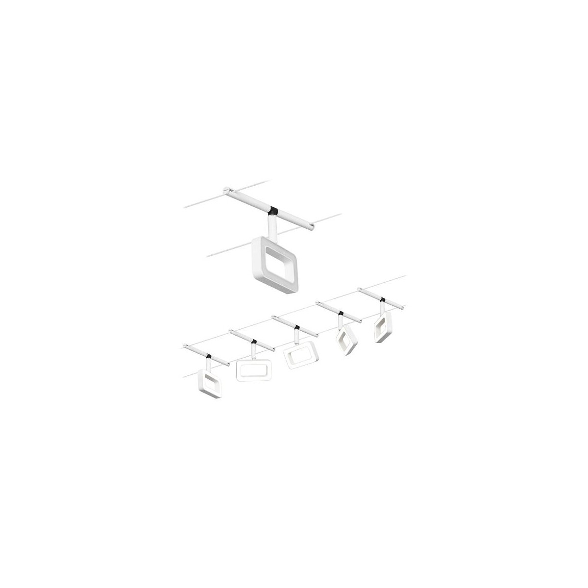 4000870944837 - CorDuo LED Seilsystem Frame Basisset 5x280lm 5x48W 3000K 230 12V Weiß matt Chrom