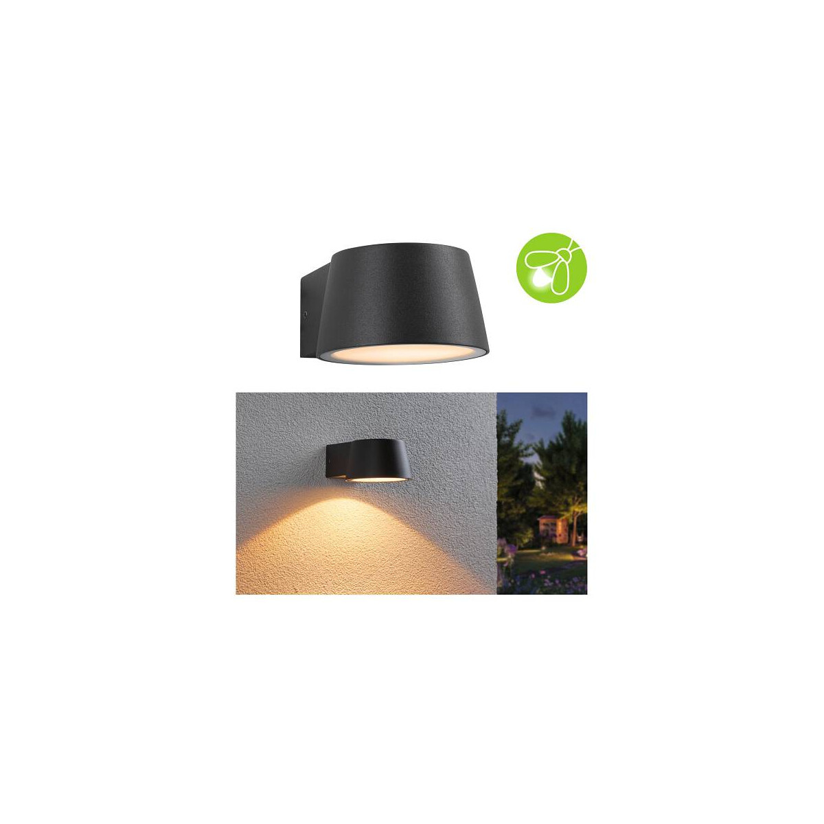 4000870947135 - 94713 led Außenwandleuchte Capea insektenfreundlich IP44 96x128mm 2200K 6W 550lm 230V 98° Schwarz Aluminium - Paulmann