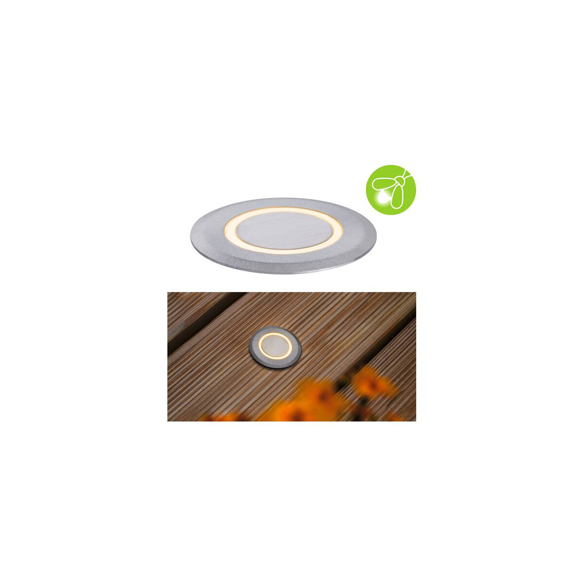 4000870947272 - 94727 led Bodeneinbauleuchte Goldlicht insektenfreundlich IP67 rund 50mm 2200K 22W 15lm 230V Alu Kunststoff Metall - Paulmann