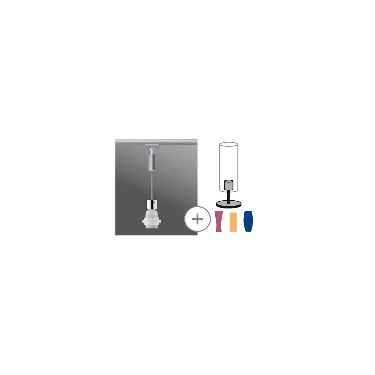 4000870954362 - Basic Pendel Hochvolt-Schienensystem-Leuchte Universell E27 20 W LED Chrom Chrom (matt)