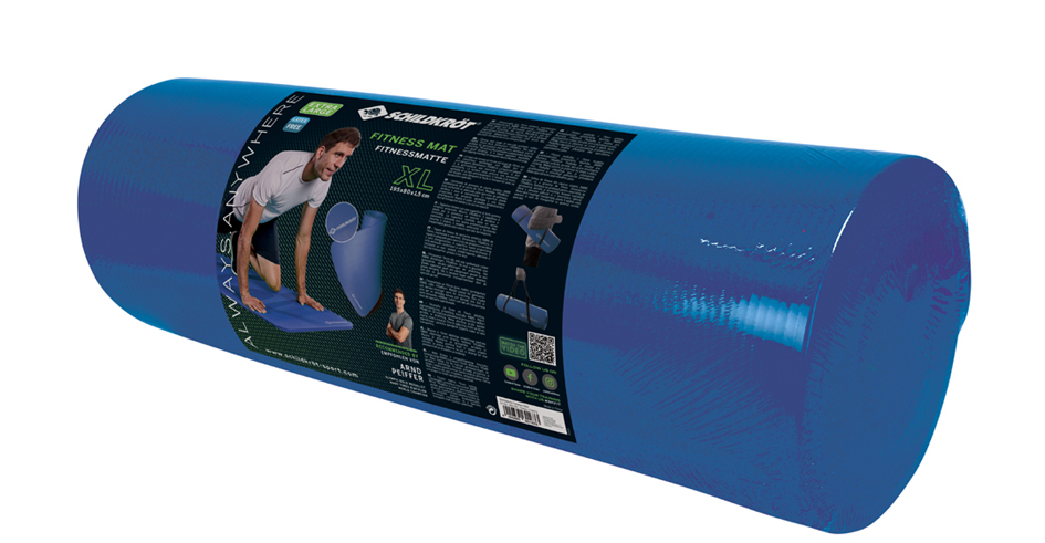 4000885601633 - Schildkröt Fitness Fitnessmatte XL 15 mm Blau mit Tragegurt Fitnessmattengröße - Länge 190-200cm Breite bis 100cm