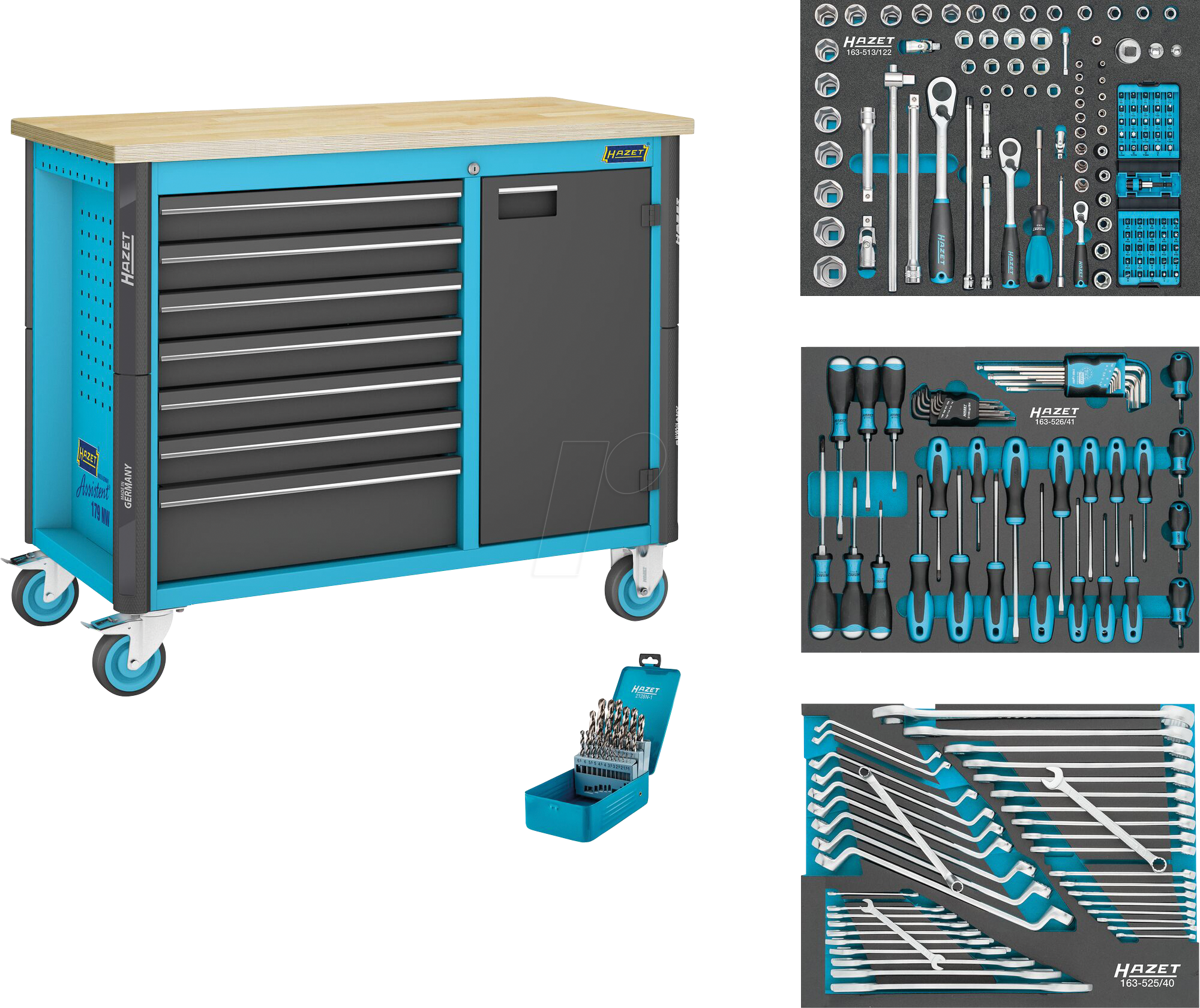 4000896250479 - 179NW-7 228 Fahrbare Werkbank mit 228-tlg Sortiment (B x H x T) 1150 x 964 x 600 mm