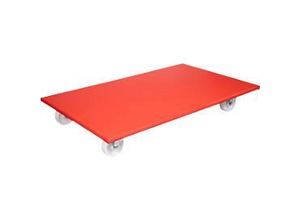 4001073274905 - Transportroller MM 1696 bis 300 kg Anti-Rutsch-Belag Hart-Räder L 1000 x B 600 mm FSC®-Multiplexplatte rot