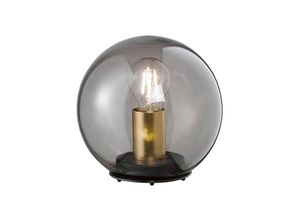 4001133502801 - Fischer&honsel - Kleine Tischlampe dini Rauchglas Schwarz mit Messing - Kugel ø 20cm