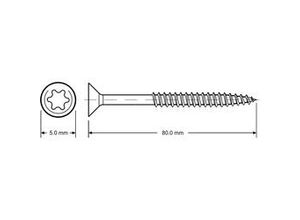 4001221603212 - Spanplattenschrauben 50 x 80 mm TX25 - 45 Stück Spanplattenschrauben - Primaster