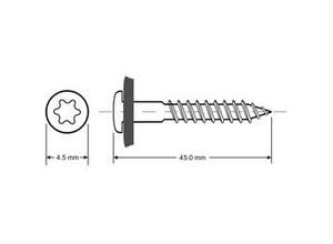 4001221603281 - Spenglerschrauben 45 x 45 mm TX20 - 200 Stück Spenglerschrauben - Primaster