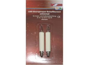 4001233902044 - Led Schaftkerze universal 2 Stück 12-16 Volt elfenbein E10 warm-weiß - Hellum