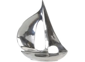 4001250328971 - Dekoobjekt GILDE Skulptur Segel-Boot silber Dekofiguren Gr B H T 40 cm x 48 cm x 11 cm silberfarben Deko-Objekte Dekofiguren aus Metall maritim in 2 Größen erhältlich Wohnzimmer