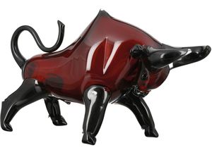 4001250370222 - Tierfigur CASABLANCA BY GILDE Glasskulptur Stier Dekofiguren Gr B H T 48 cm x 28 cm x 18 cm rot (rot schwarz) Tierfiguren