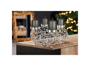 4001250432074 - Adventskranz GILDE Twigs silber (silberfarben) B56cm H20cm T56cm Ø56cm Aluminium Dekokränze Aluminium silber verschiedene Größen