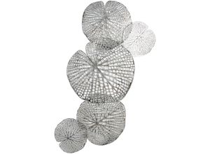 4001250745600 - Wanddekoobjekt CASABLANCA BY GILDE Wandrelief Leafs silberfarben H 94 cm silber (silberfarben) B57cm H94cm T3cm Metall Wanddekoobjekte