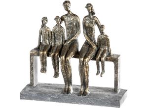 4001250890379 - Dekofigur CASABLANCA BY GILDE Skulptur We are family bronzefarben grau Dekofiguren Gr B H T 26 cm x 26 cm x 9 cm orange (bronzefarben grau) Deko-Objekte Dekoobjekt Höhe 26 cm Familie mit Spruchanhänger Wohnzimmer