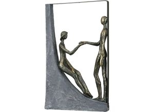 4001250892687 - Dekofigur CASABLANCA BY GILDE Skulptur Holding Hands bronzefarben grau Dekofiguren Gr B H T 22 cm x 37 cm x 7 cm orange (bronzefarben grau) Deko-Objekte Dekoobjekt Höhe 37 cm Pärchen mit Spruchanhänger Wohnzimmer