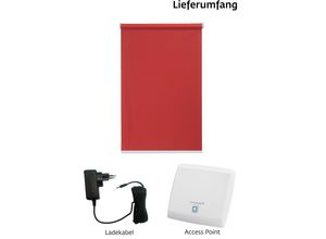 4001442300686 - Elektrisches Rollo San Diego Rollos Gr 180 cm stufenlos positionierbar Rollo Ladekabel und Access Point 100 cm rot (rot weiß) Verdunklungsrollo Verdunkelungsrollos Rollo