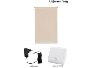 4001442300952 - Elektrisches Rollo San Diego Rollos Gr 180 cm stufenlos positionierbar Rollo Ladekabel und Access Point 120 cm beige (creme weiß) Verdunklungsrollo Verdunkelungsrollos Rollo