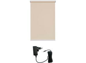 4001442311644 - Elektrisches Rollo Los Angeles Rollos Gr 180 cm stufenlos positionierbar Rollo und Ladekabel 70 cm beige (creme weiß) Verdunkelungsrollos mit Motor und Akku Smart Home steuerbar Alexa Google Homatic IP