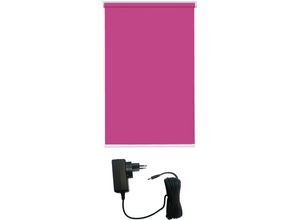 4001442312429 - Elektrisches Rollo Los Angeles Rollos Gr 180 cm stufenlos positionierbar Rollo und Ladekabel 100 cm pink (magenta weiß) Verdunkelungsrollos mit Motor und Akku Smart Home steuerbar Alexa Google Homatic IP