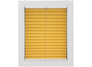 4001442727124 - Plissee Young Style Energy Saving gelb (mais weiß weiß) Plissees 130cm zweiseitig verschiebbar 90cm Obermaterial 100% Polyester nach Maß mit Energiespareffekt verspannt mit Simply-Fix Klemmträger B90cm H130cm