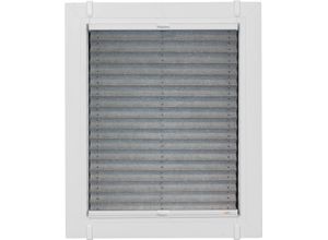 4001442729470 - Plissee Young Style Energy Saving bunt (silberfarben weiß weiß) Plissees 130cm zweiseitig verschiebbar 85cm Obermaterial 100% Polyester nach Maß mit Energiespareffekt verspannt mit Simply-Fix Klemmträger B85cm H130cm