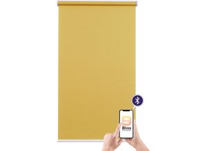 4001442759170 - Elektrisches Rollo Mosaik gelb (gelb weiß) Rollos 180cm stufenlos positionierbar Rollo und Ladekabel 100cm Polyester Metall Kunststoff appgesteuert via Bluetooth mit Akku und Motor weißer Fallstab B100cm H180cm