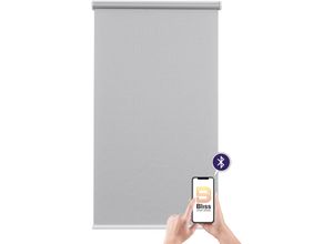 4001442759804 - Elektrisches Rollo Mosaik grau (hellgrau weiß) Rollos 180cm stufenlos positionierbar Rollo einzeln 180cm Polyester Metall Kunststoff appgesteuert via Bluetooth mit Akku und Motor weißer Fallstab B180cm H180cm