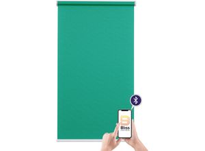 4001442759941 - Elektrisches Rollo Mosaik blau (türkis weiß) Rollos 180cm stufenlos positionierbar Rollo einzeln 200cm Polyester Metall Kunststoff appgesteuert via Bluetooth mit Akku und Motor weißer Fallstab B200cm H180cm