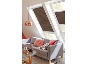 4001442765843 - Dachfensterplissee Classic Style Crepe Plissees Gr 94 cm zweiseitig verschiebbar 97 cm braun (braun weiß) Dachfensterplissees mit Führungsschienen