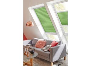 4001442767045 - Dachfensterplissee Classic Style Crepe Plissees Gr 94 cm zweiseitig verschiebbar 97 cm grün (lindgrün weiß) Dachfensterplissees mit Führungsschienen
