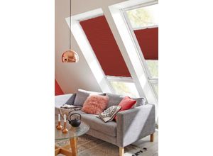 4001442781867 - Dachfensterplissee StartUp Style Honeycomb VD Plissees Gr 1361 cm zweiseitig verschiebbar 974 cm rot (ziegelrot weiß) Dachfensterplissees mit Führungsschienen