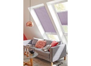 4001442782239 - Dachfensterplissee Classic Style Crepe Plissees Gr 136 cm zweiseitig verschiebbar 78 cm lila (flieder weiß) Dachfensterplissees mit Führungsschienen