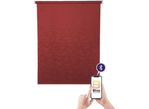 4001442814084 - Elektrisches Rollo Akkurollo Curves appgesteuert blickdicht Sunlines weißer Fallstab Rollos Gr 220 cm stufenlos positionierbar Rollo einzeln 130 cm rot Rollos appgesteuert via Bluetooth