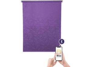 4001442814763 - Elektrisches Rollo Akkurollo Curves appgesteuert blickdicht Sunlines weißer Fallstab Rollos Gr 220 cm stufenlos positionierbar Rollo einzeln 200 cm lila (violett) Rollos appgesteuert via Bluetooth