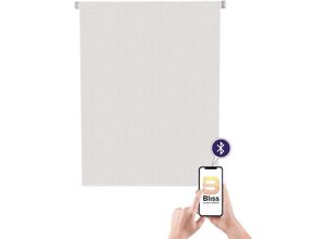 4001442814978 - Elektrisches Rollo Akkurollo Structure Rollos Gr 220 cm stufenlos positionierbar Rollo und Ladekabel 80 cm weiß Rollos appgesteuert via Bluetooth weißer Fallstab