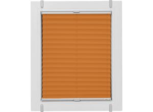 4001442869565 - Plissee One Size Style Crepe Plissees Gr 210 cm zweiseitig verschiebbar 120 cm orange (orange grau grau) Plissees ohne Bohren Zubehörfarbe zum Klemmen