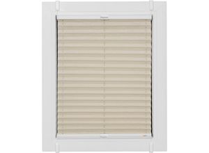 4001442888412 - Plissee One Size Style Crush Plissees Gr 210 cm zweiseitig verschiebbar 115 cm beige (sand weiß weiß) Plissees ohne Bohren Zubehörfarbe zum Klemmen