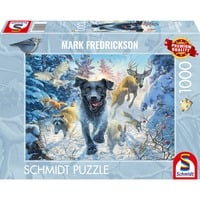 4001504585587 - Mark Fredrickson Hundeliebe - schwarzer Labrador im Schnee Puzzle