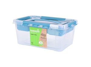 4001515033978 - - Aufbewahrungsbox mit Deckel mit Griff inklusive Organizerschale 29 x 19 x 124 cm 42 l Hubert+Hilda Transparent Aqua Blau