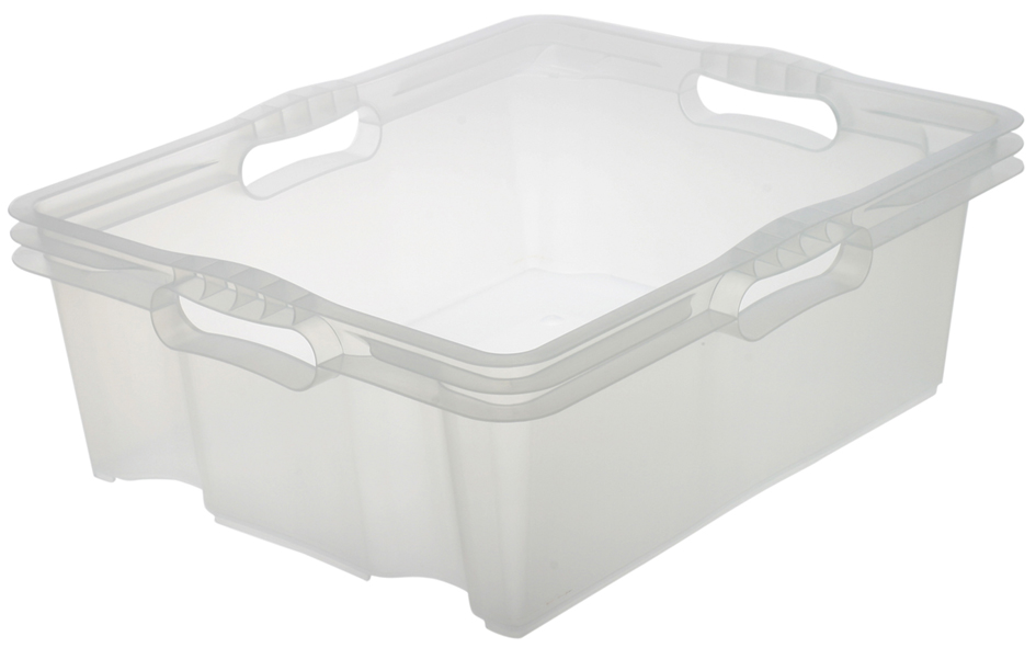 4001515273015 - - Aufbewahrungsbox mit integrierten Griffen Größe l 43 x 35 x 15 cm 16 l Transparent