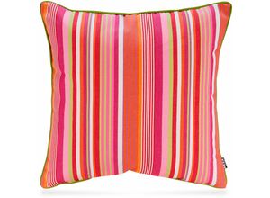 4001537981004 - Dekokissen HOCK Yucatan Stripes Dekokissen_Sitzkissen_Kissenhüllen Gr B L 50 cm x 50 cm 1 St bunt (alt pink pastellpink bedruckt gestreift) Dekokissen gemustert mit attraktivem Streifendesign Kissenhülle Füllung 1 Stück