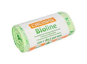 4001553712569 - DEISS BIOLINE Bioabfallsäcke 10 Liter ecovio® Biokunststoff Bio-Müllbeutel mit Tragegriff u Seitenfalte Maße (B+B x L) 220+180 x 550 mm 1 Rolle = 20 Beutel